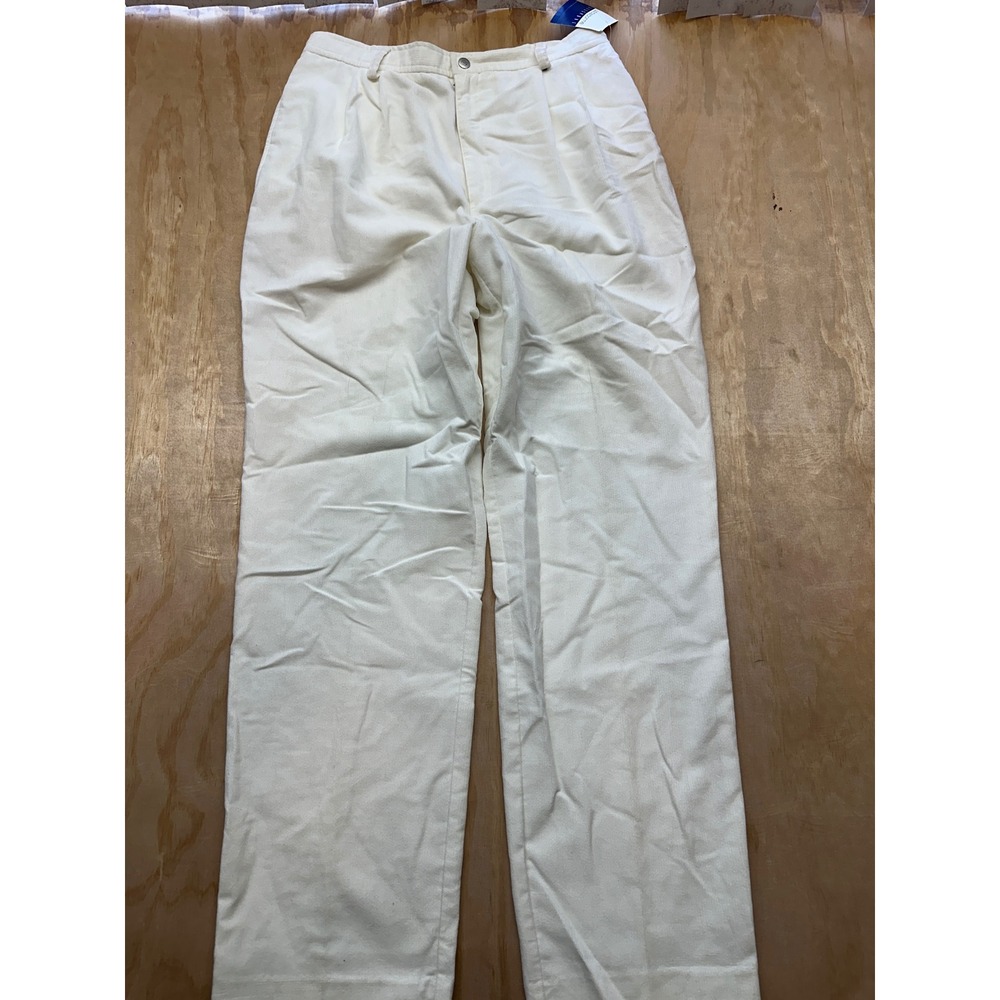 Liz‎ Claiborne Lizsport Vintage Corduroy Pants Cream Off White Pleated Size 14